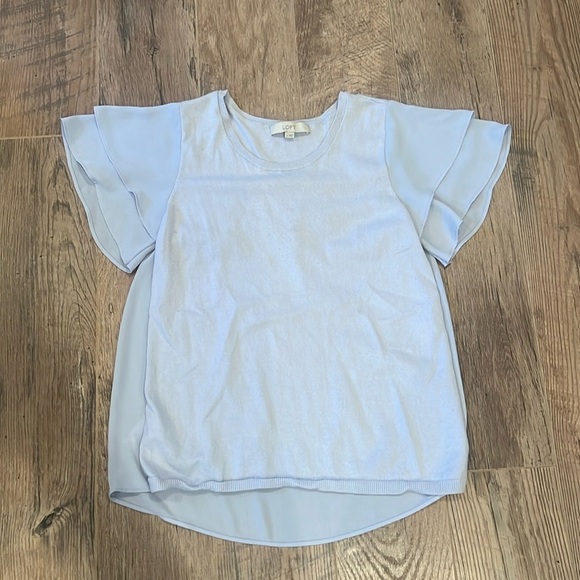 Loft Woman’s Light Purple Ruffled Sleeve Top Size Small - Picture 1 of 7